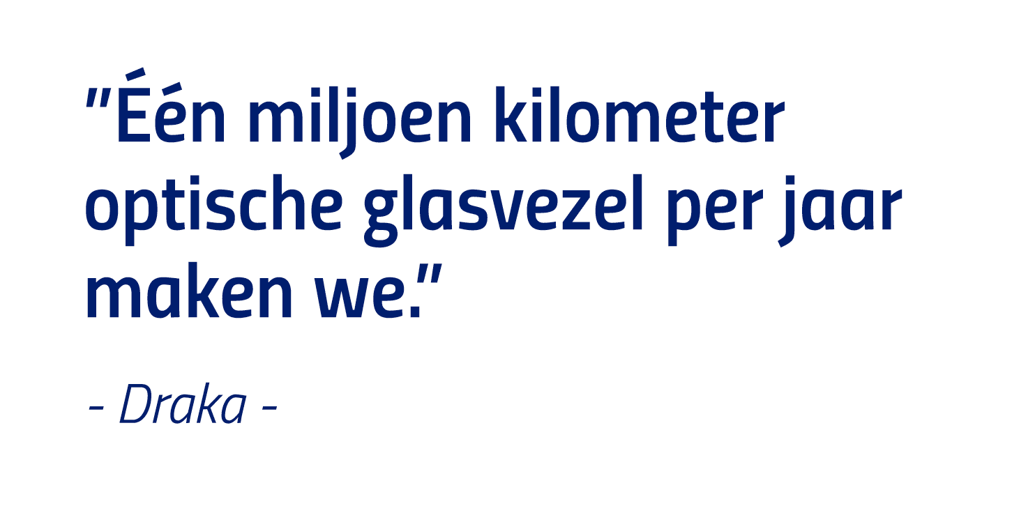  Één miljoen kilometer optische glasvezel per jaar maken we   - Draka -